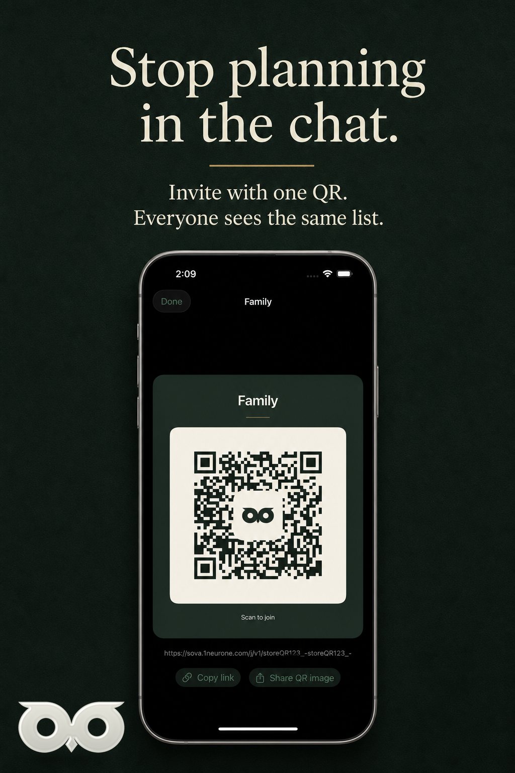 Share a Sova list with a QR code